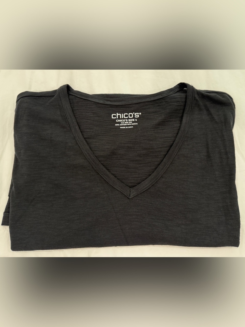 Chico's Black V-Neck T-shirt